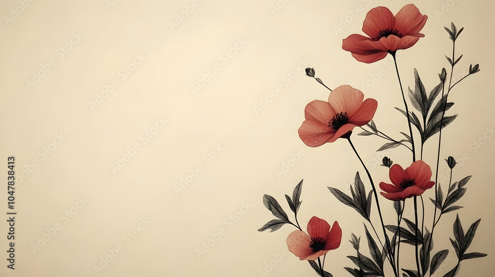 Aufkleber clean and minimalistic floral vector design with soft color palette and elegant composition