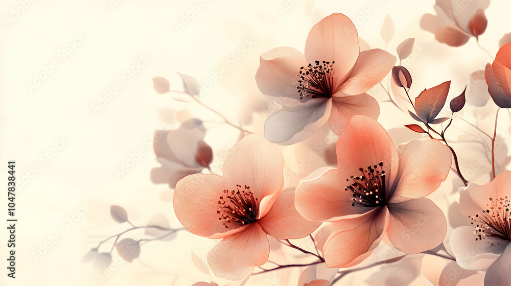 Aufkleber clean and minimalistic vector flower background with soft colors and abstract design elements