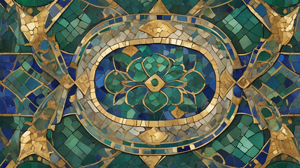 Byzantine Mosaic-Inspired Abstract Background with Rich Tiles