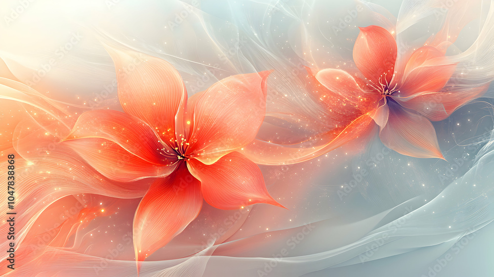 Poster delicate abstract floral pattern banner with flowing shapes and soft colors for elegant design proje