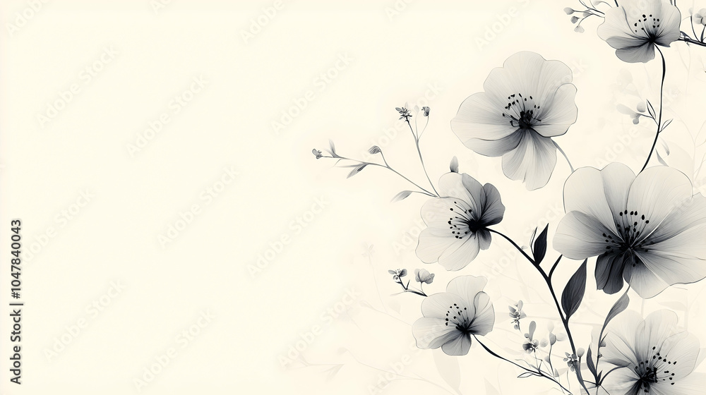 Poster minimalist vector flower background with delicate floral elements in soft color palette