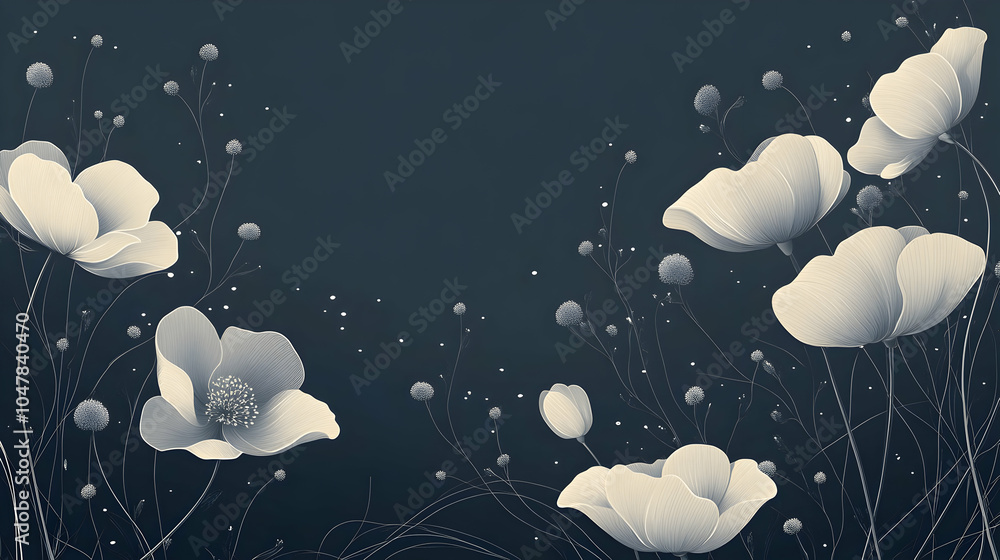 Poster modern vector floral background with clean lines and subtle color gradients