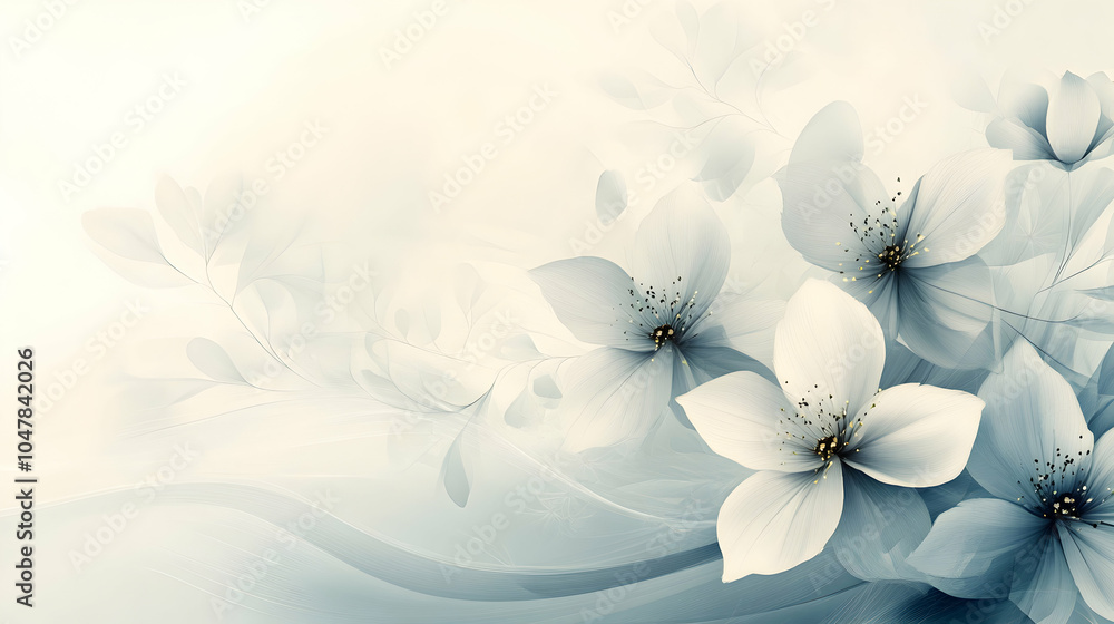 Poster simple and clean vector floral background with soft flowing elements in pastel colors