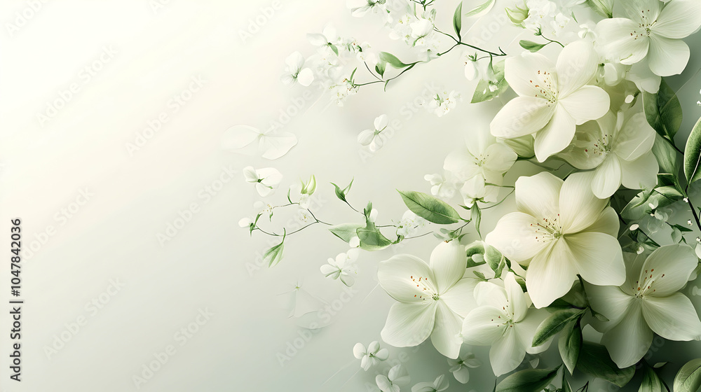 Poster simple and clean vector floral background with soft flowing elements in pastel colors