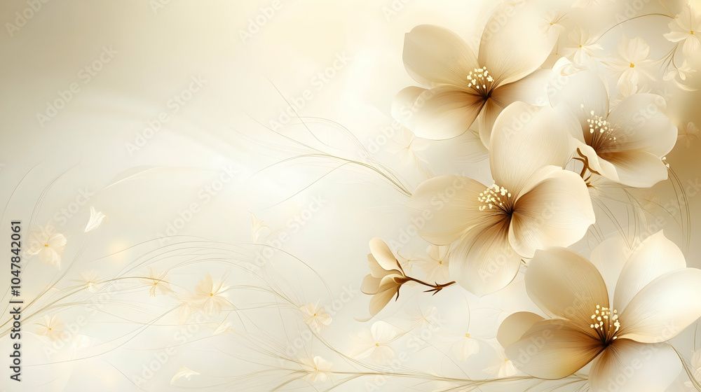 Poster simple and clean vector floral background featuring soft flowing elements in a serene design