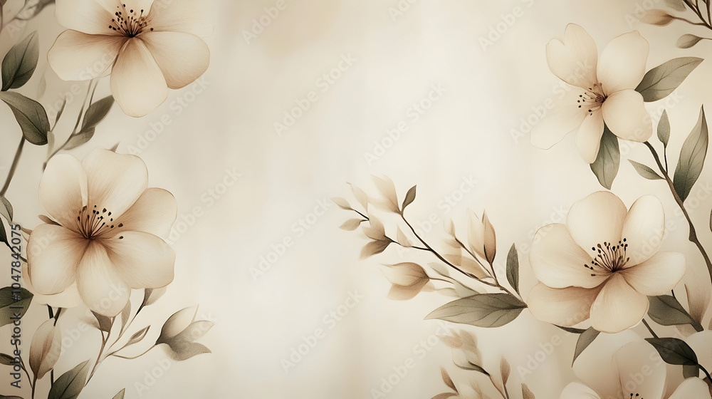 Poster simple and elegant vector floral background with delicate patterns and soft colors