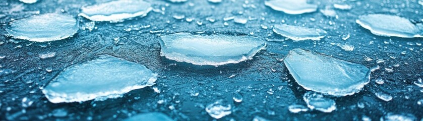 Obraz premium Frozen Lake Ice Texture Close-up Stunning Blue Hues of Winter Ice on a Frozen Lake, Capturing the Beauty and Serenity of a Frozen Landscape