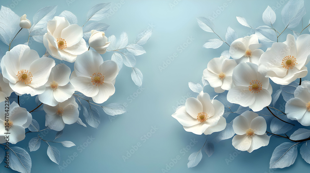 Poster soft floral vector background featuring delicate flowers and subtle leaf patterns