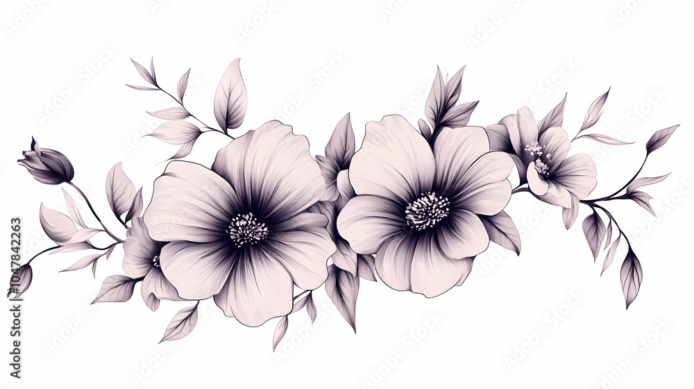 Poster elegant simple vector floral design featuring clean lines and delicate motifs on a soft background