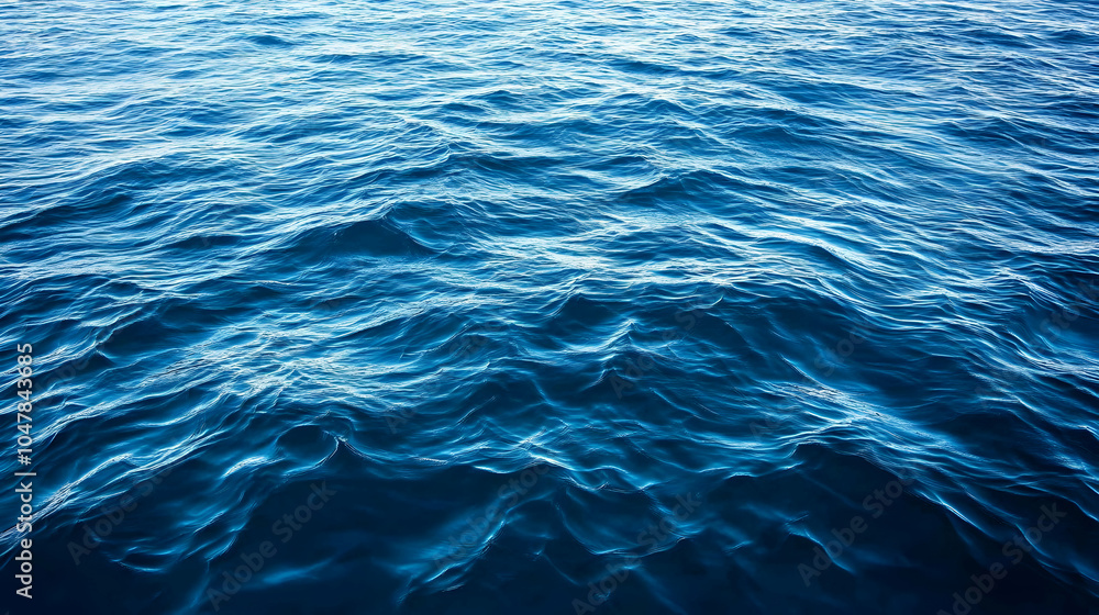 Poster aerial view of surface waves on a vibrant blue sea, capturing the dynamic patterns created by wind a