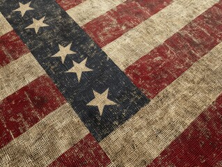 Patriotic American Flag Stripes Fabric Background Texture with Vintage Typography Design, Ideal for Fourth of July, Memorial Day, and Independence Day Celebrations, Posters, and Digital Downloads