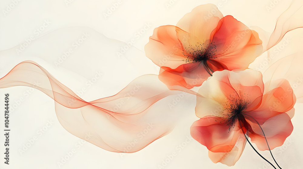 Poster minimalist floral vector template with clean lines and elegant design elements