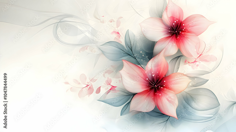 Poster modern minimalist vector flower background design with soft colors and geometric shapes