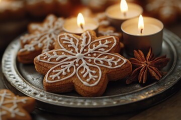 Warm and inviting, these cinnamon-scented candles create a cozy ambiance alongside gingerbread cookies Perfect for holiday gatherings or a quiet evening at home, these candles evoke the warmth and