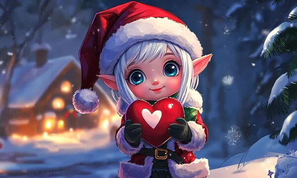Cute Kawaii Anime Girl with Heart: Christmas and Valentine's Video