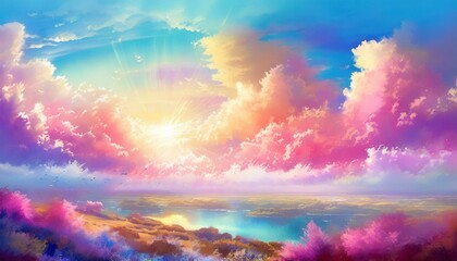 Obraz premium Fantastic fate magnificent cloud landscape painting