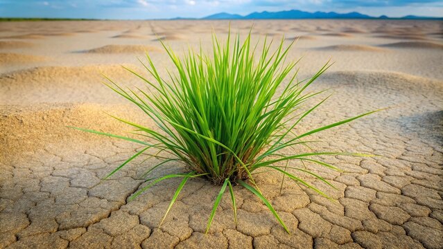 Symmetrical native Florida paspalum wild grass in wet sandy soil, perfect background