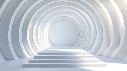 Obraz premium White Abstract Architecture with a Set of Steps