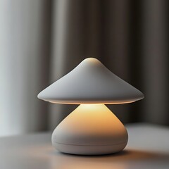 A white noise device that looks like a mushroom and simulates rain sounds for sleep aid. It has a smooth, matte finish and soft curves that resemble a mushroom cap.
