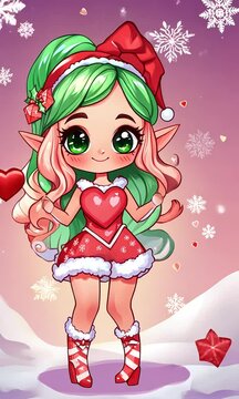 Cute Kawaii Anime Girl with Heart: Christmas and Valentine's Video