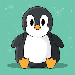 Cute penguin sitting with festive holiday charm, Vector