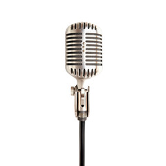 Fototapeta premium Retro microphone, vintage design, white isolated background