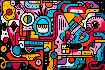 Vibrant Abstract Street Art with Bold Geometric Shapes