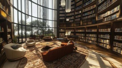 Cozy Reading Nook Inside a Modern Library