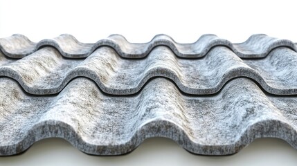 Textured Gray Roof Tiles on Isolated Background