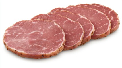 Smoked Pork Slices on White Background