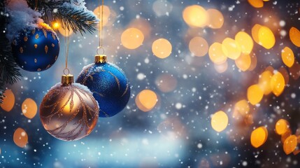 Festive Blue and Copper Hanging Ornaments