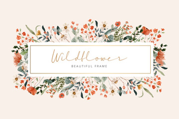 beautiful orange wildflower watercolor frame