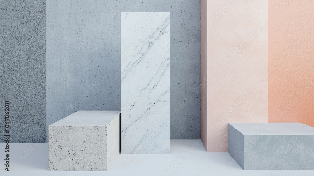 Poster minimalist abstract background displaying a product presentation backdrop with marble and concrete b