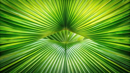Fototapeta premium Symmetrical palm leaf against green nature background