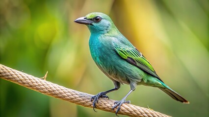 Obraz premium Symmetrical Palm tanager perched on dry branches with beautiful background