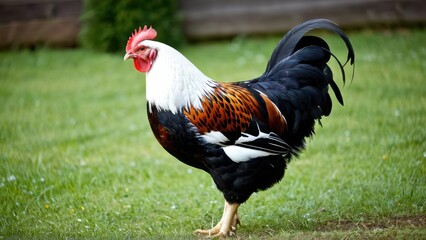 Fototapeta premium Elegant Swedish Flower Hen, featuring a range of colors and unique patterns. Known for its excellent egg-laying ability and adaptability to various climates.