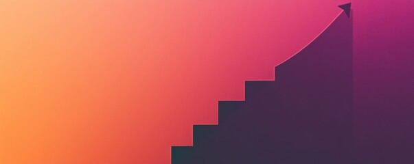 Obraz premium Abstract staircase rising upwards against a gradient background.