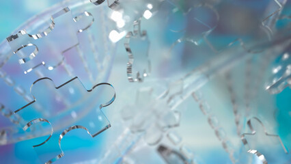 The Glass Jigsaw on Dna background  for sci or education concept 3d rendering.