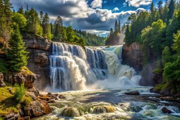 Fototapeta premium waterfall in the forest, generative ai, ai generated, ai