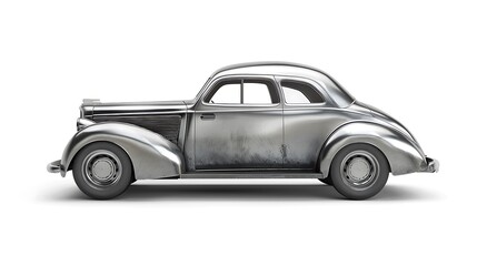 Naklejka premium Silver car isolated on white background