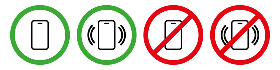 Señal de prohibición de llamadas, conjunto de iconos de prohibición de uso de teléfono.  © Cristian Valderas