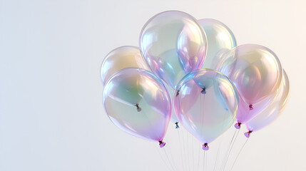 Bunch of transparent balloons on light background