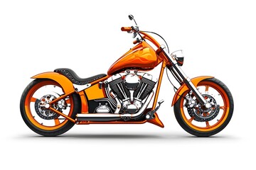 Obraz premium Stylish orange motorcycle isolated on white background