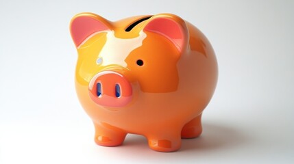 Obraz premium A bright orange piggy bank isolated on a white background.