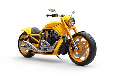 Obraz premium Stylish yellow motorcycle isolated on white background