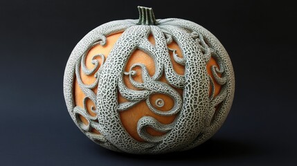 Intricate Carved Pumpkin Design for Fall Decor