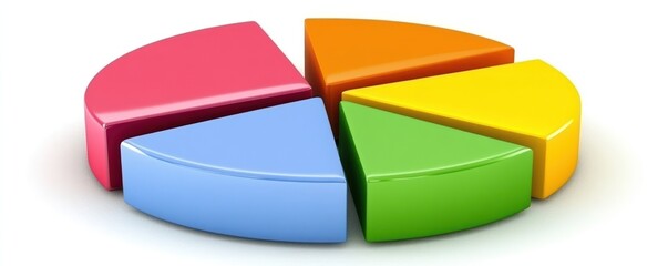 Colorful 3D pie chart divided into five segments.
