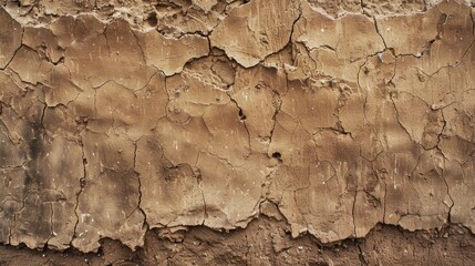Fototapeta premium Cracked and Weathered Brown Clay Wall