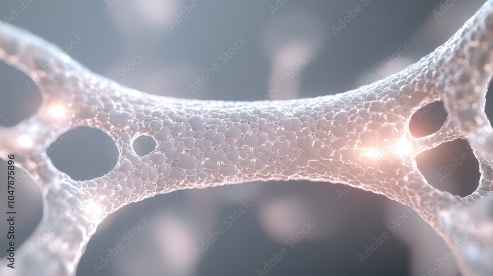 Aufkleber futuristic polymer structure with glowing elements in soft focus