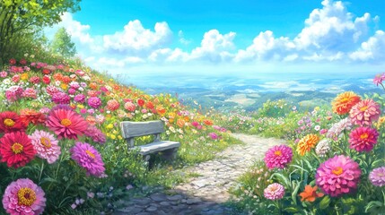 Obraz premium Flower road in the mountain